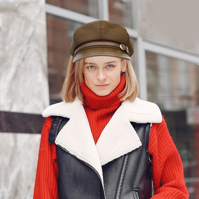 Busnos Newsboy Hats for Women and Men Beret Women's Hats & Caps Fall and Winter Womens Hat y2k Hat Women's Octagonal Cap - Image 5